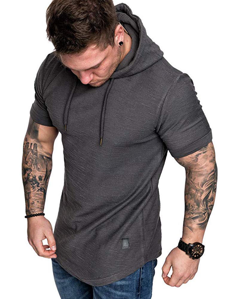 Lexiart Mens Fashion Hoodies Sport Pullover Solid Color Shirt Workout Lightweight Tops Dark Grey XX-Large - Image 1